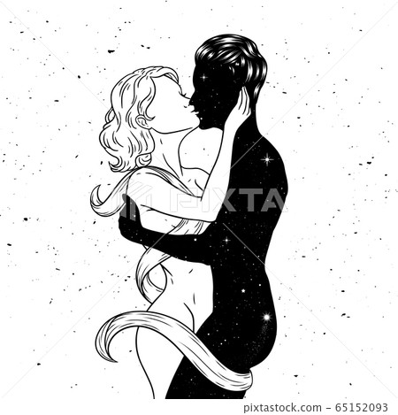Woman and man kissing, beautiful sensual couple in 65152093