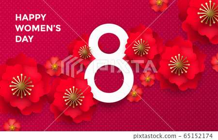 Happy International Women's Day 8 March papercut 65152174
