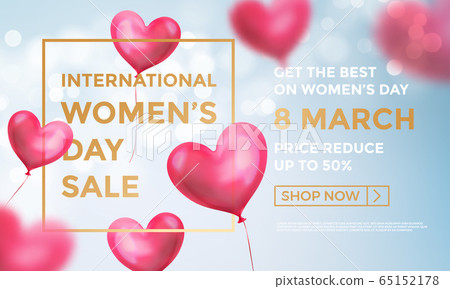 Women's day sale web banner of red heart balloons Women's day sale web banner of red heart balloons 65152178