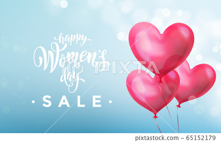 Happy women's day sale banner with ballon heart on Happy women's day sale banner with ballon heart on 65152179
