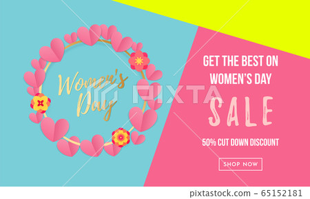 Women's day sale poster or banner with heart 65152181