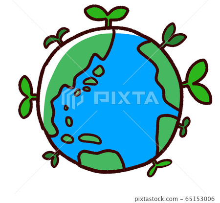 手寫風格的地球和自然植物 65153006