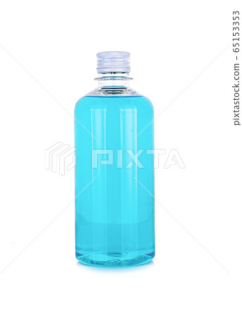 blue alcohol 70% in plastic bottle white caps, wet 65153353