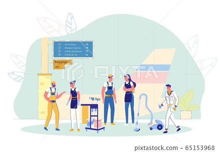 Airport Cleaning Company Employees in Uniform. Airport Cleaning Company Employees in Uniform. 65153968