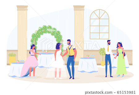 Wedding Party Celebration in Restaurant with Guest Wedding Party Celebration in Restaurant with Guest 65153981
