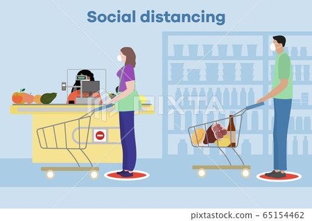 Social distancing People Supermarket Coronavirus Social distancing People Supermarket Coronavirus 65154462