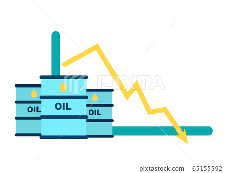 The graph of the fall in oil prices. Economic crisis caused by chovid-19 virus. Vector 65155592