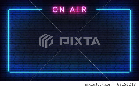 On air neon background. Template with glowing on air text and border 65156218