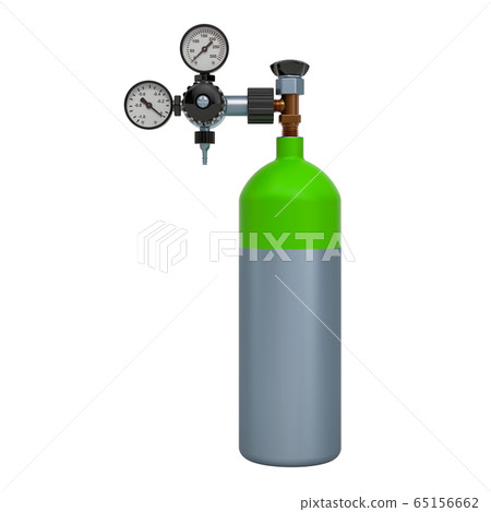Oxygen tank, gas cylinder. 3D rendering 65156662