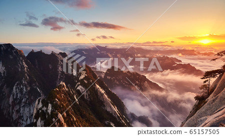 Huashan National Park mountain landscape at sunset Huashan National Park mountain landscape at sunset 65157505