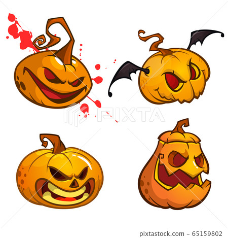 Big set of halloween pumpkins with Jack O`Lantern - Stock Illustration ...