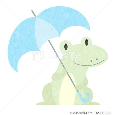 一隻青蛙用一把雨傘的插圖 65160090