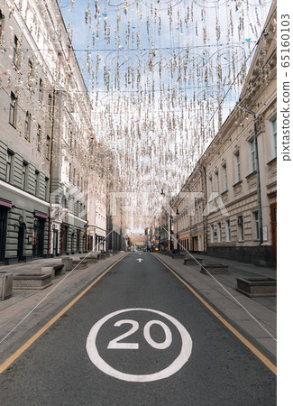 Empty Moscow streets during the quarantine lockdown in April 2020 65160103