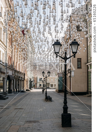Empty Stoleshnikov lane in Moscow during the quarantine lockdown in April 2020 Empty Stoleshnikov lane in Moscow during the quarantine lockdown in April 2020 65160226