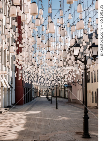 Empty Stoleshnikov lane in Moscow during the quarantine lockdown in April 2020 Empty Stoleshnikov lane in Moscow during the quarantine lockdown in April 2020 65160235