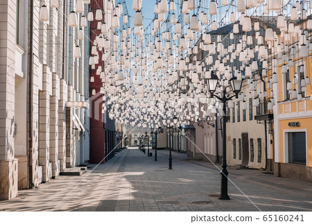 Empty Stoleshnikov lane in Moscow during the quarantine lockdown in April 2020 Empty Stoleshnikov lane in Moscow during the quarantine lockdown in April 2020 65160241