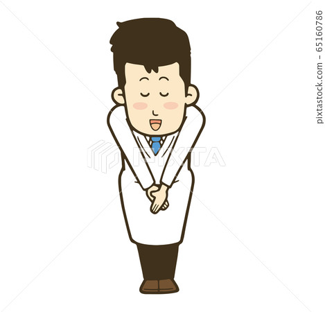 鞠躬帶著微笑的白大褂的男人的插圖 65160786