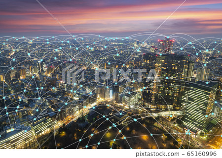 Wireless communication network in Big city in Asia 65160996