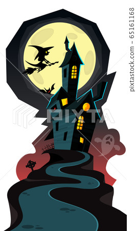 Happy Halloween haunted house isolated on a white background Happy Halloween haunted house isolated on a white background 65161168