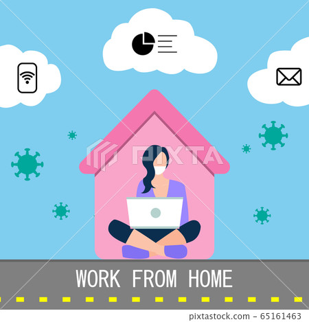 Work from home. Wear a protective medical mask. Keep Social Distancing. CoVID-19 outbreak throughout the city. Work from home. Wear a protective medical mask. Keep Social Distancing. CoVID-19 outbreak throughout the city. 65161463