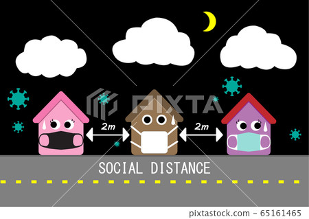 Stay at Home. Wear a protective medical mask. Keep Social Distancing. CoVID-19 outbreak throughout the city. 65161465
