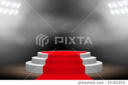 white podium and red carpet with spotlight on the stage white podium and red carpet with spotlight on the stage 65162819