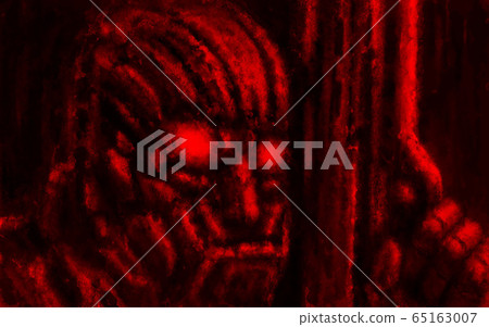 Darkly soldier with a machine gun in his hand Darkly soldier with a machine gun in his hand 65163007