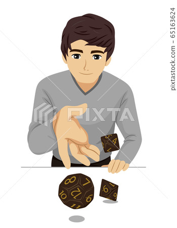Teen Guy Role Playing Game Dice Illustration 65163624