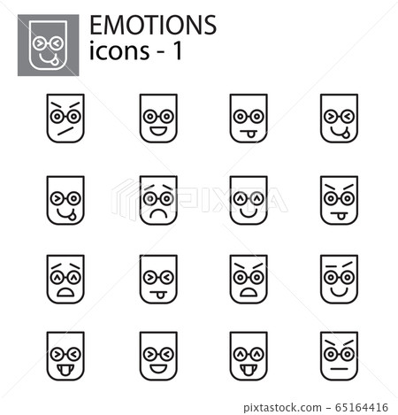 Creative vector icon set - Emoticons. Set of smiley icons 65164416