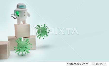 The man hazmat suit and virus 3d rendering for medical content. The man hazmat suit and virus 3d rendering for medical content. 65164593