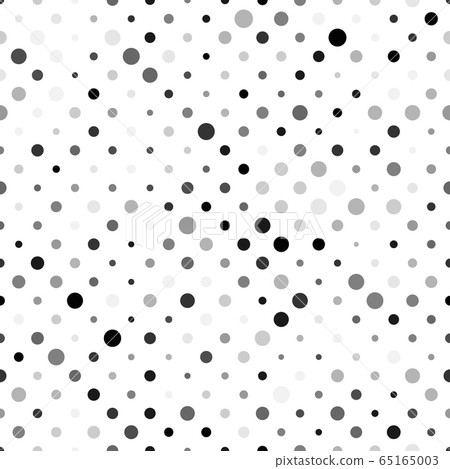 Seamless polka dot pattern. Grey dots in random sizes on white background. Vector illustration 65165003