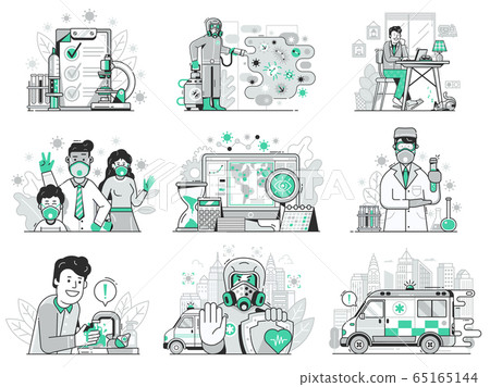 Corona Virus World Pandemic UI Icons Set Corona Virus World Pandemic UI Icons Set 65165144