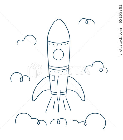 Rocket launch. Symbol of successful start. Vector illustration in doodle style Rocket launch. Symbol of successful start. Vector illustration in doodle style 65165881