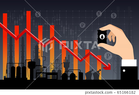 Oil price falling down graph concept. Vector illustration 65166182