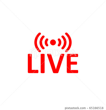 Live Stream sign. Red symbol, button of live-插圖素材[65166518 