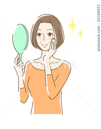 看有微笑的婦女手鏡 看有微笑的婦女手鏡 65166951