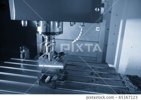 The CNC milling machine rough cutting  process. 65167123