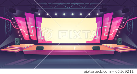 Concert stage with screen and spotlights Concert stage with screen and spotlights 65169211
