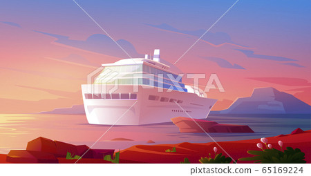 Summer luxury vacation on cruise ship at sunset 65169224