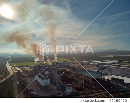 Aerial photography distant view power plant 65169410