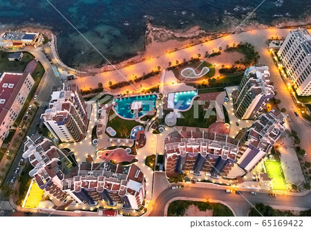 Top view modern luxury architectural complex with 65169422