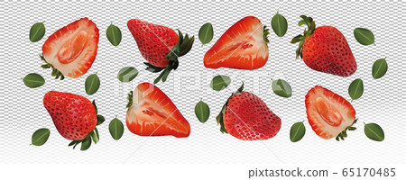Set Of Strawberries With Leaves On Transparent Stock Illustration Set Of Strawberries With Leaves On Transparent Stock Illustration