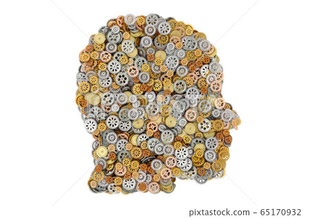 Silhouette profile head from gears, 3D rendering Silhouette profile head from gears, 3D rendering 65170932