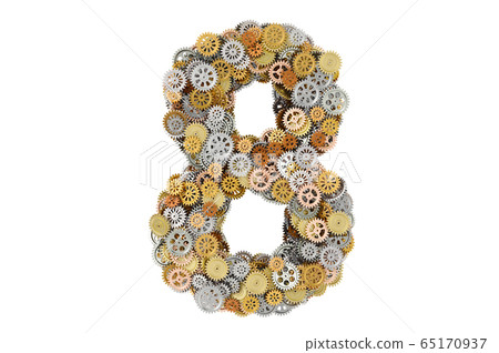 Number 8 from gearwheels, 3D rendering Number 8 from gearwheels, 3D rendering 65170937