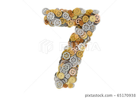 Number 7 from gearwheels, 3D rendering Number 7 from gearwheels, 3D rendering 65170938
