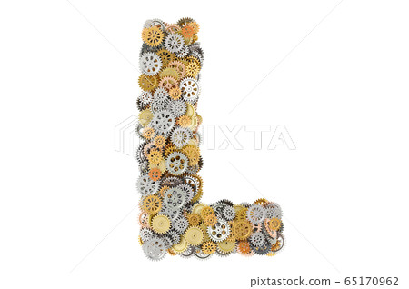 Letter L from cogwheels, 3D rendering 65170962