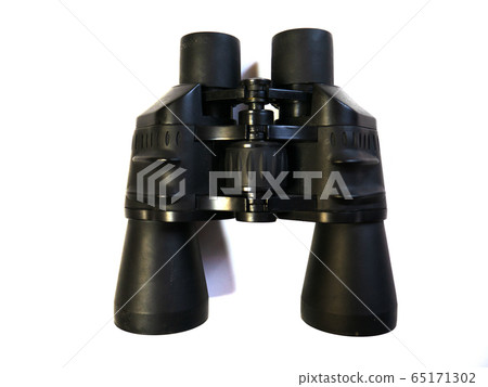 Close-up binoculars on a white background.  65171302