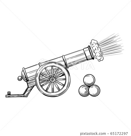 An ancient cannon with gun cores An ancient cannon with gun cores 65172297