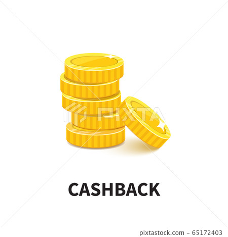 Golden coins pile, cashback, metal money realistic illustration Golden coins pile, cashback, metal money realistic illustration 65172403