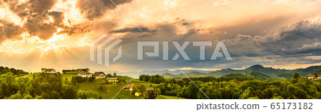 Panorama of vineyards hills in south Styria, Panorama of vineyards hills in south Styria, 65173182